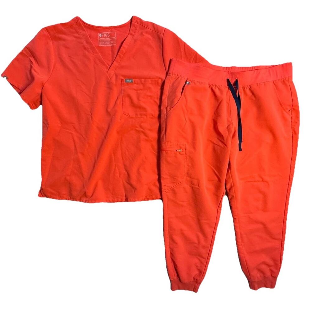 FIGS Technical Collection Sz XXL Shocking Orange Bright Jogger Pants Set